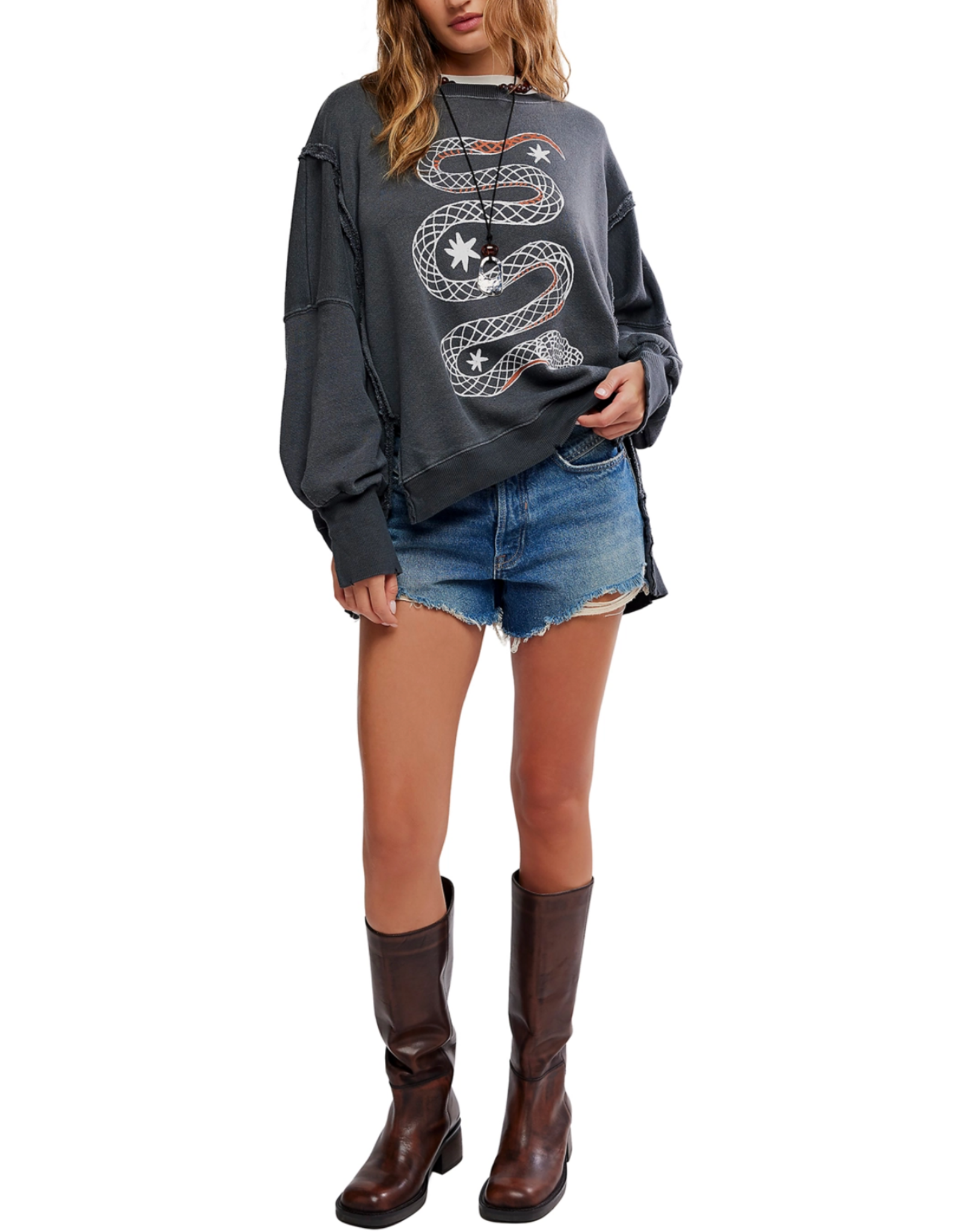 Free people Free People - Graphic Camden Pullover (Snake Combo)