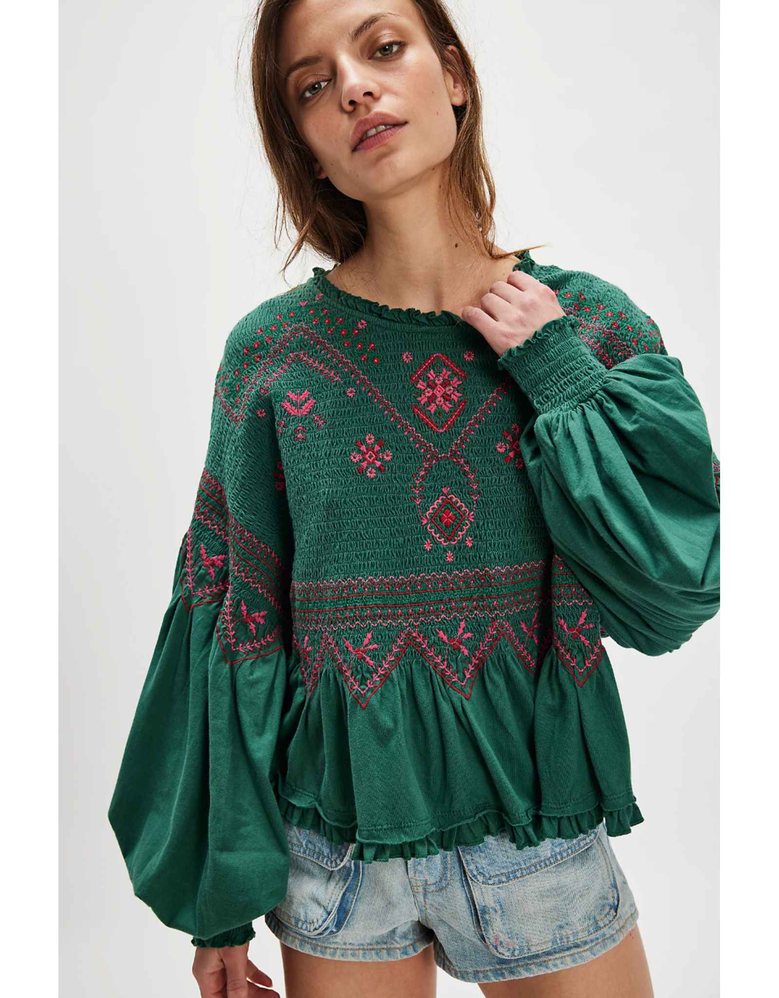 Free people Free People - Holly Long Sleeve Knit Top (Green)