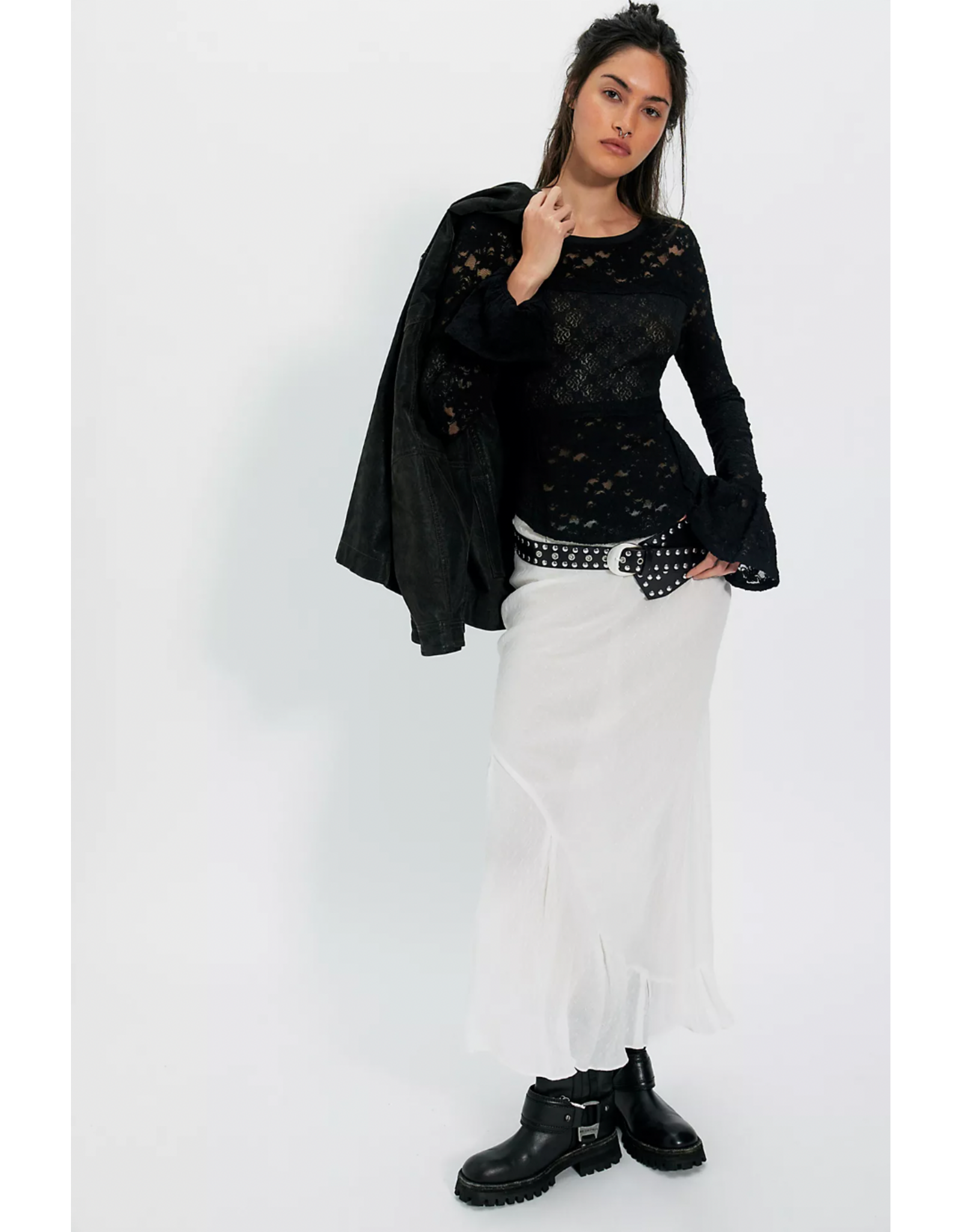 Free people Free People - Lace Layering Long Sleeve Top (Black)