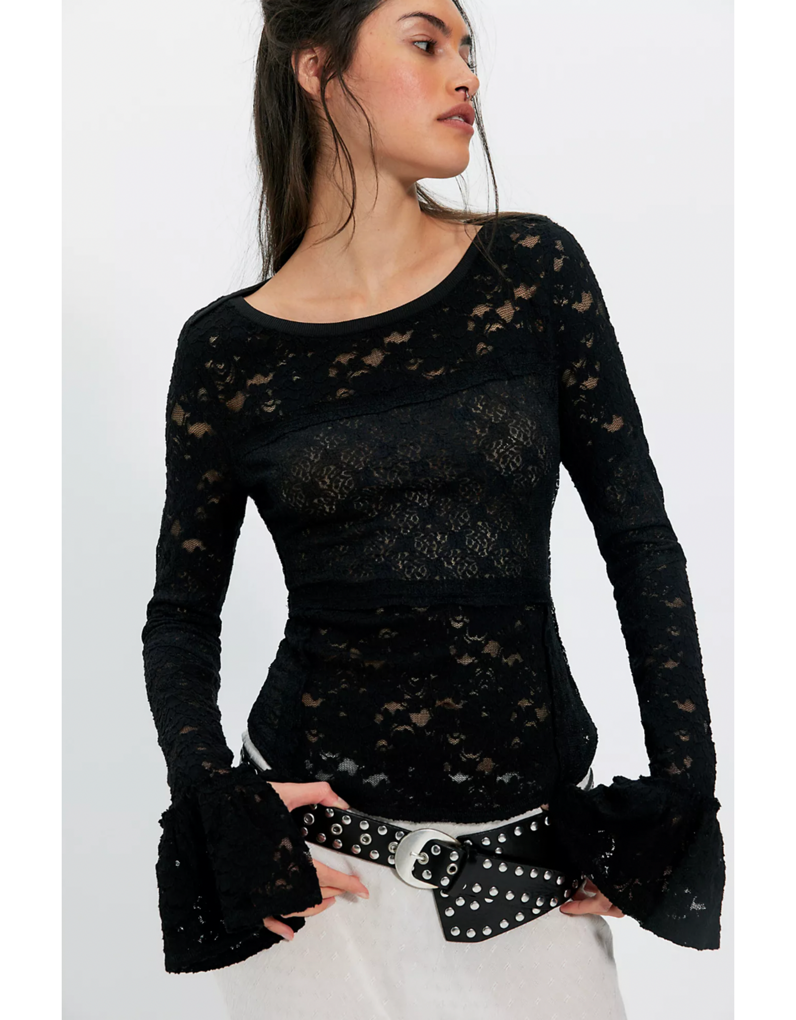 Free people Free People - Lace Layering Long Sleeve Top (Black)