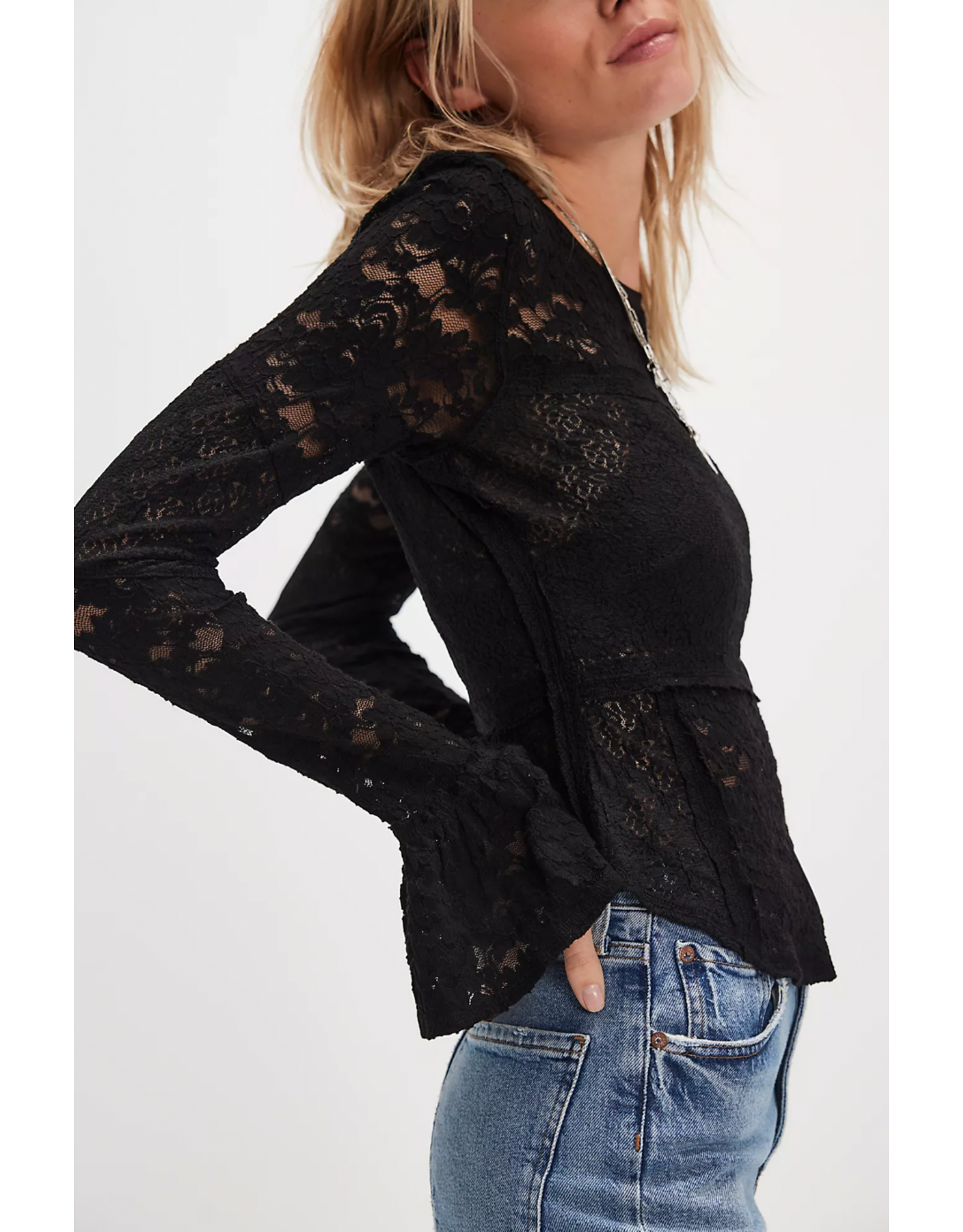 Free people Free People - Lace Layering Long Sleeve Top (Black)