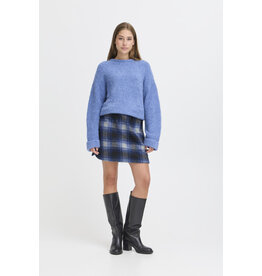 ICHI ICHI - Wooly Check Skirt (Navy Peony)