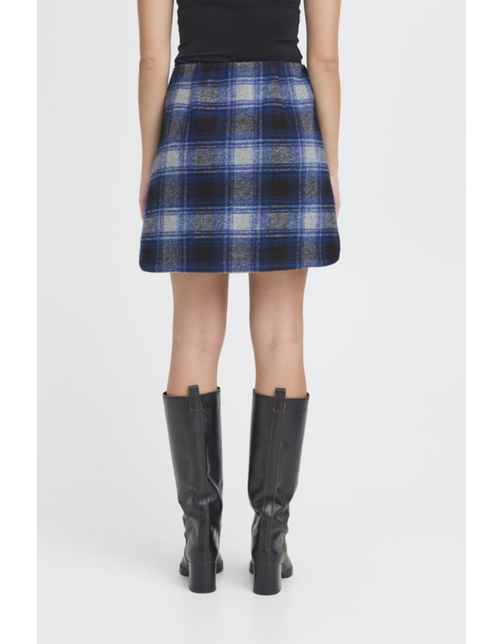 ICHI ICHI - Wooly Check Skirt (Navy Peony)