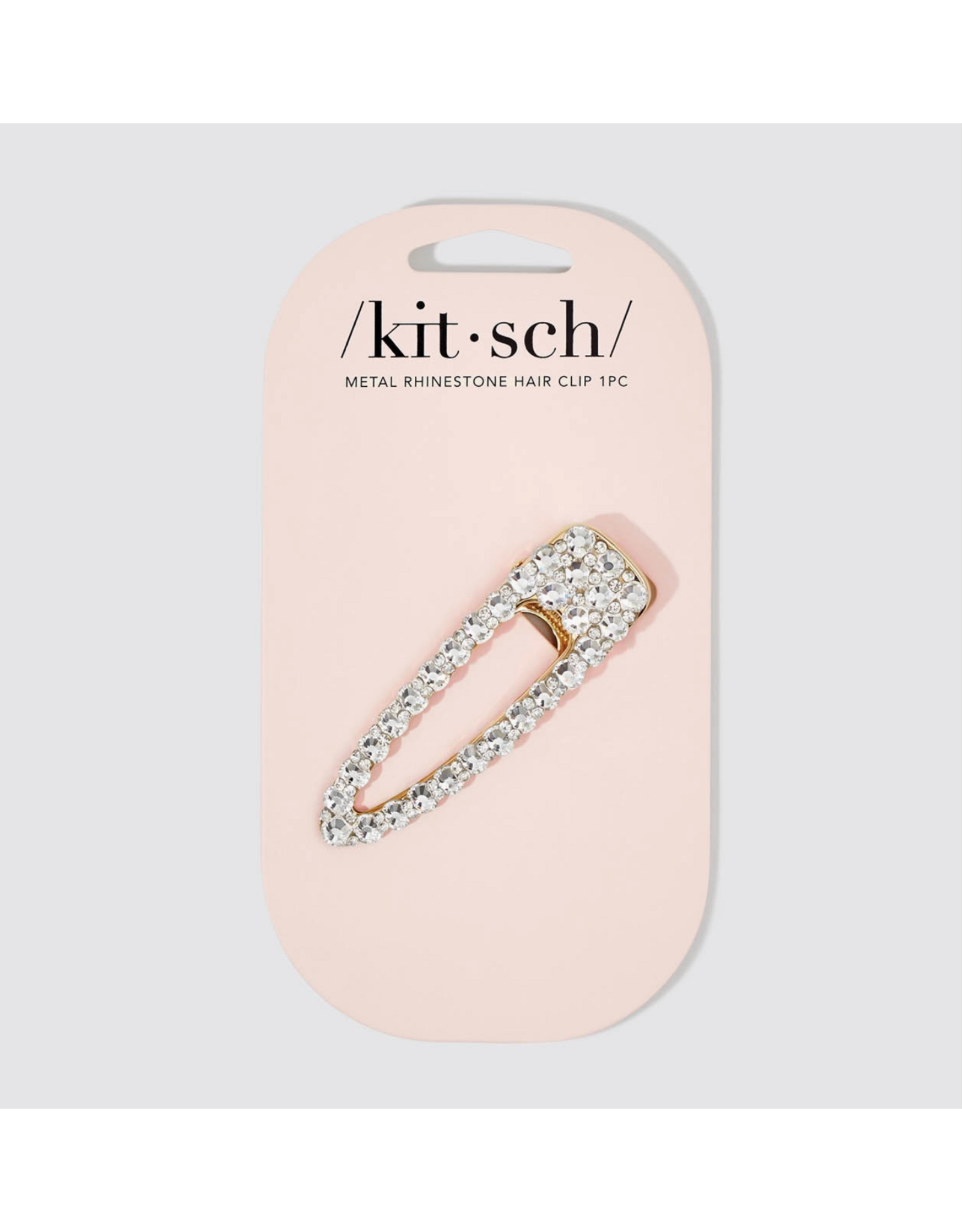 kitsch Kitsch - Metal Rhinestone Large Open Shape Hair Clip 1pc - Gold