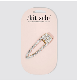 kitsch Kitsch - Metal Rhinestone Large Open Shape Hair Clip 1pc - Gold