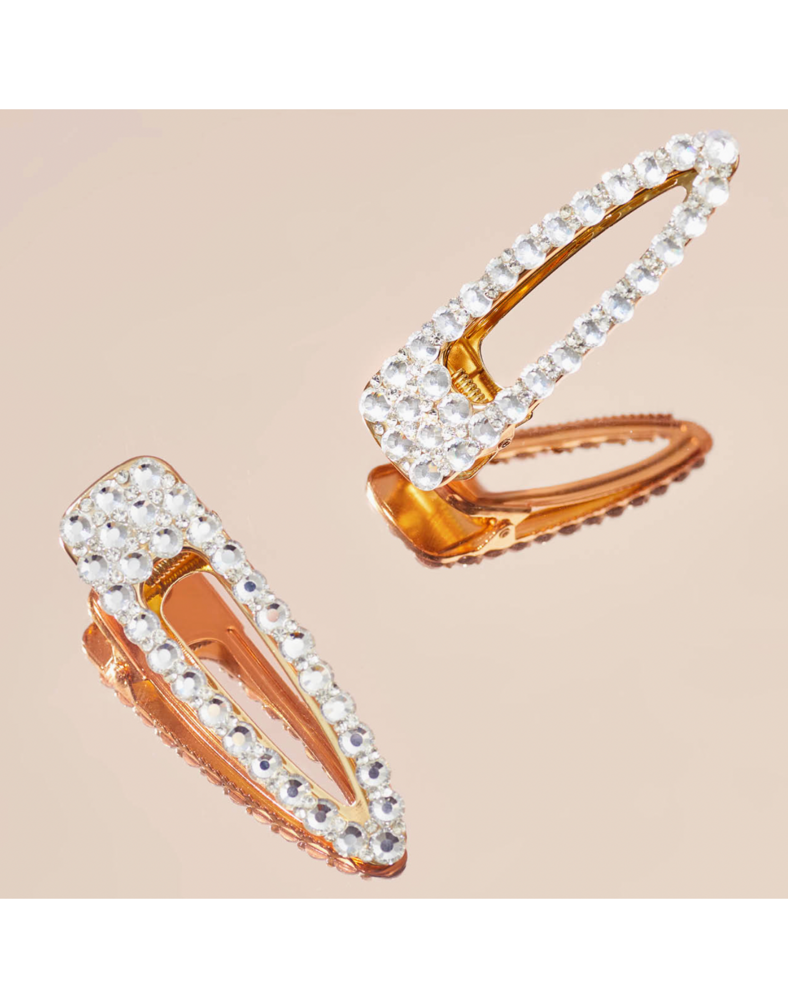 kitsch Kitsch - Metal Rhinestone Large Open Shape Hair Clip 1pc - Gold