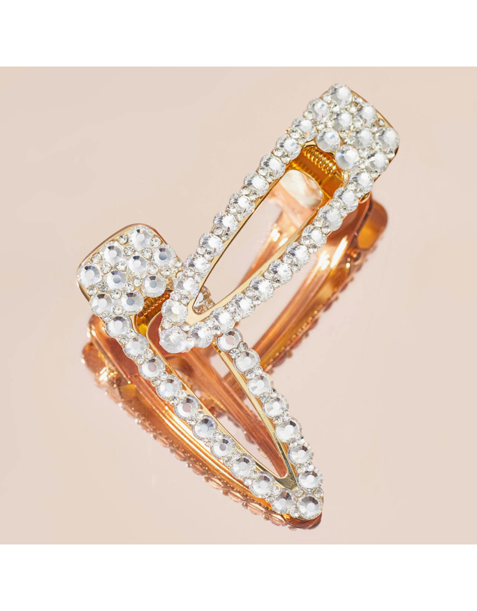 kitsch Kitsch - Metal Rhinestone Large Open Shape Hair Clip 1pc - Gold