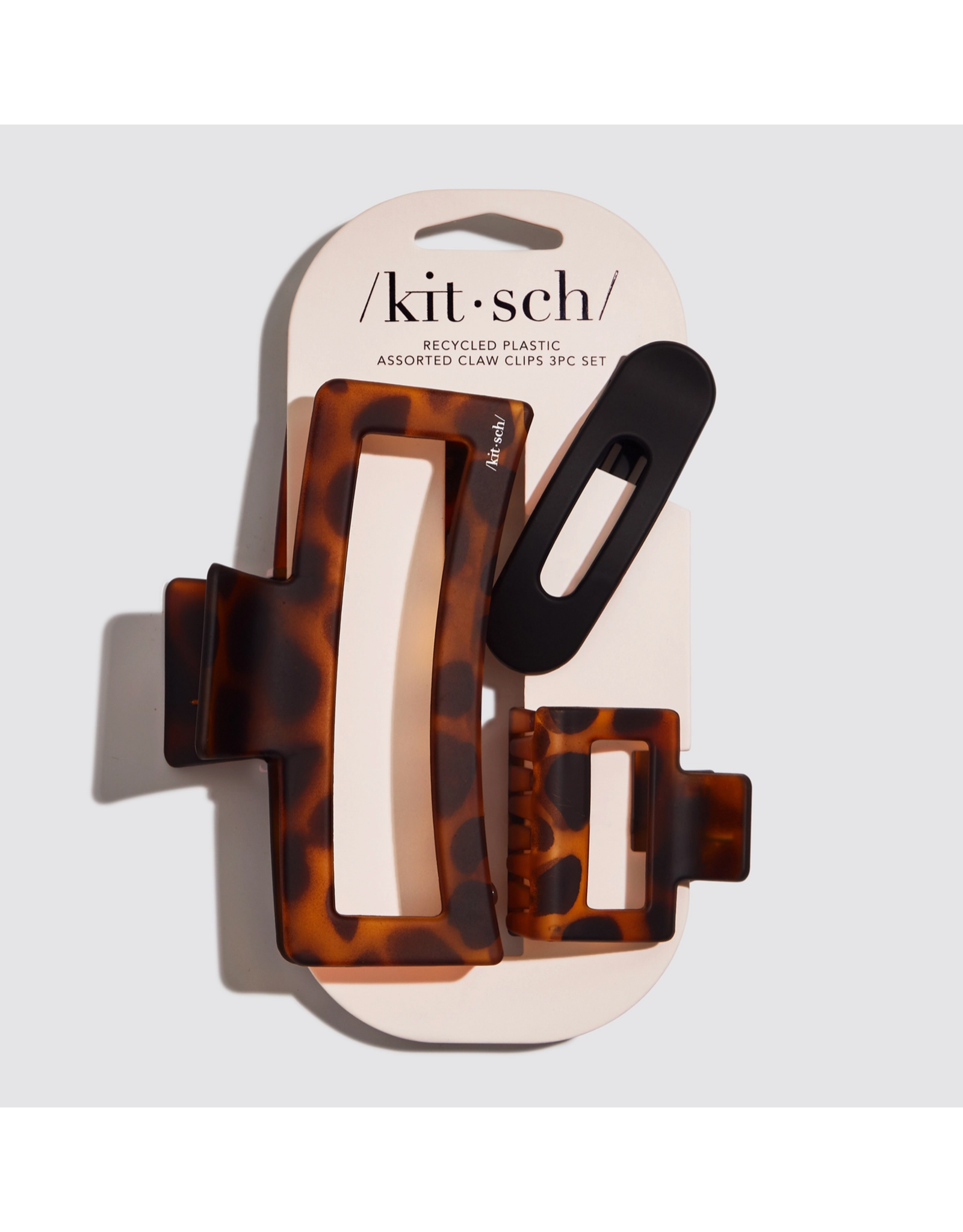 kitsch Kitsch - Recycled Plastic Assorted Claw Clips- Rectangle Open Shape