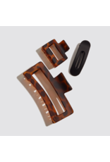 kitsch Kitsch - Recycled Plastic Assorted Claw Clips- Rectangle Open Shape