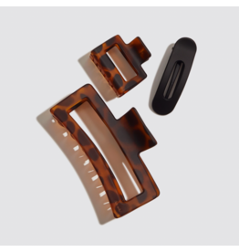 kitsch Kitsch - Recycled Plastic Assorted Claw Clips- Rectangle Open Shape