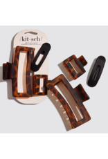 kitsch Kitsch - Recycled Plastic Assorted Claw Clips- Rectangle Open Shape