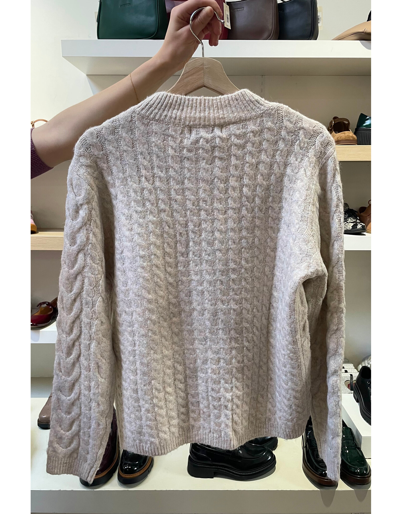 Papillon Papillon - Cable Knit Cross Over Sweater (Oatmeal)