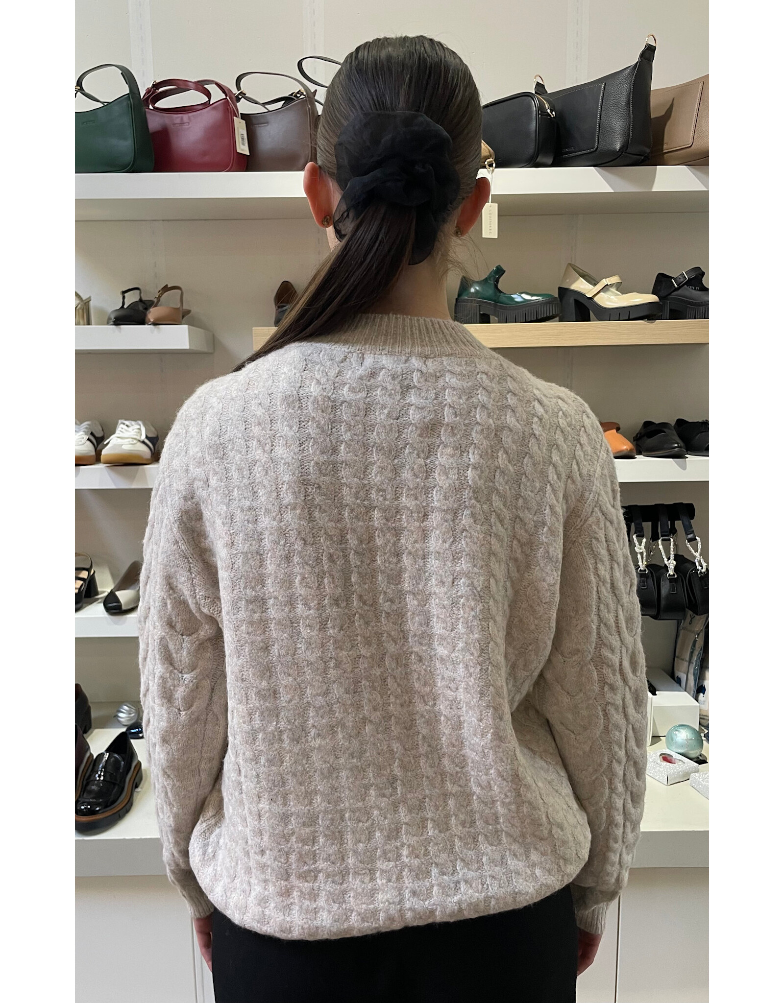 Papillon Papillon - Cable Knit Cross Over Sweater (Oatmeal)