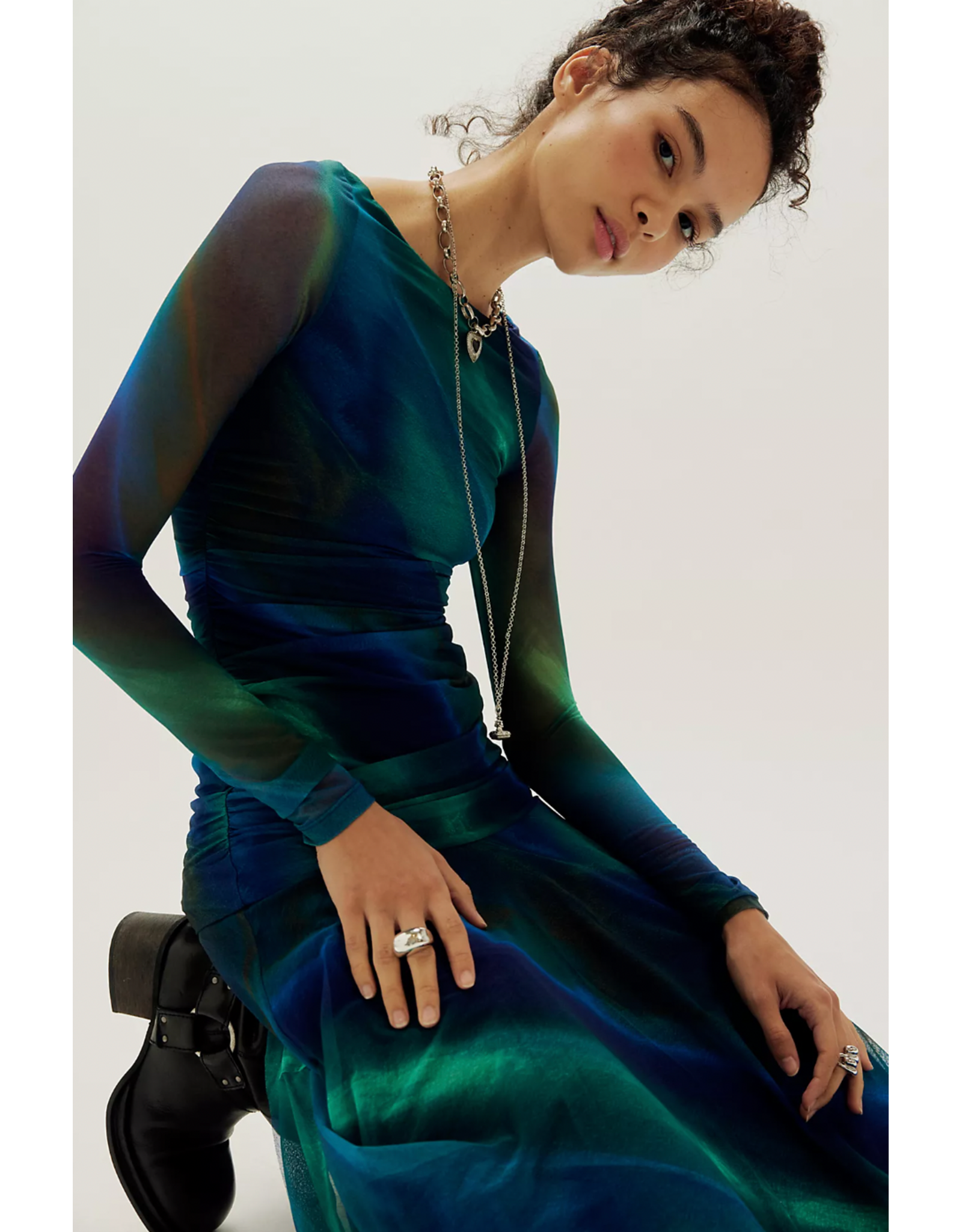 Free people Free People - Sunnei Mesh Maxi Dress (Deep Ocean)