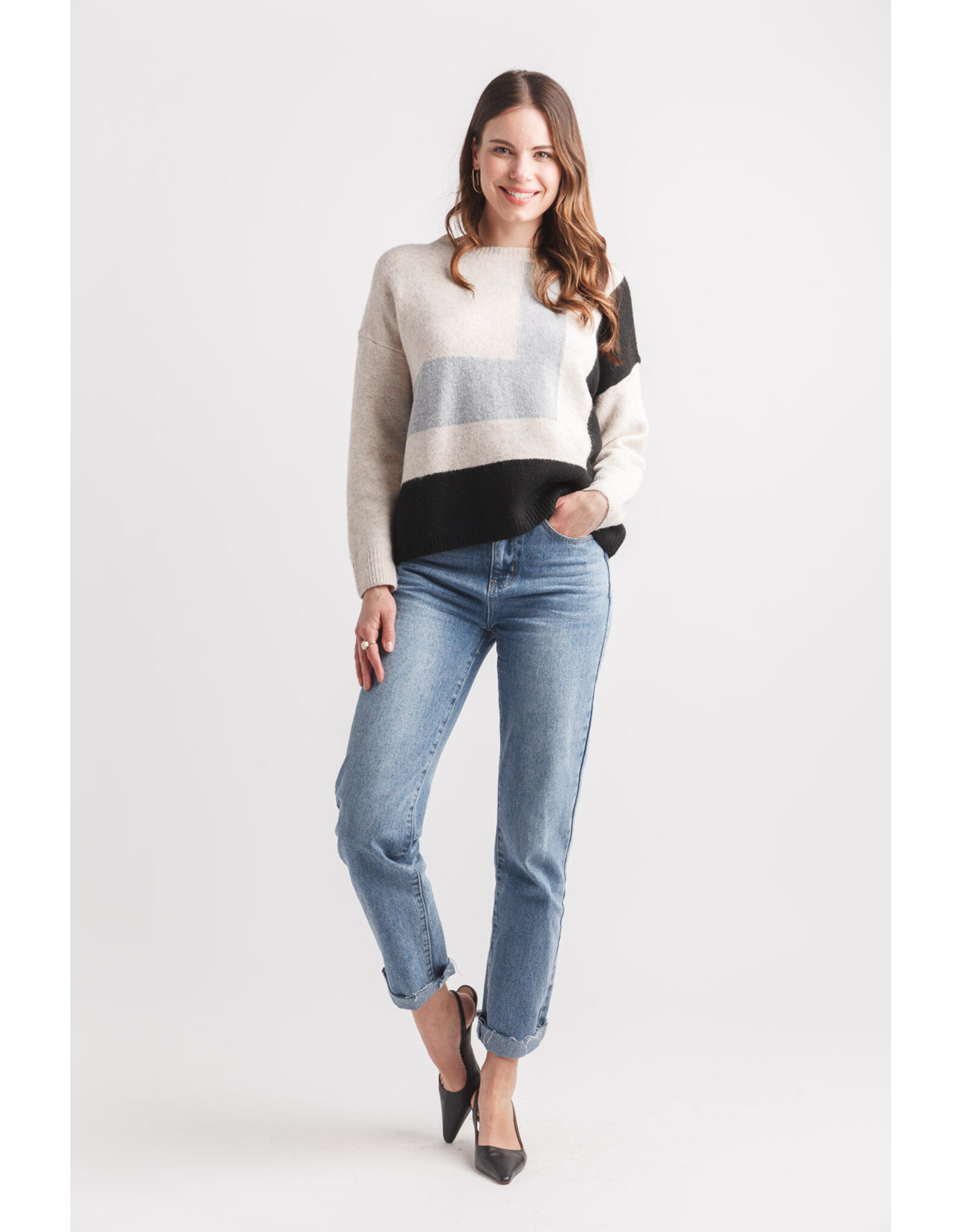 Papillon Papillon - Colour Block Sweater (Oatmeal)