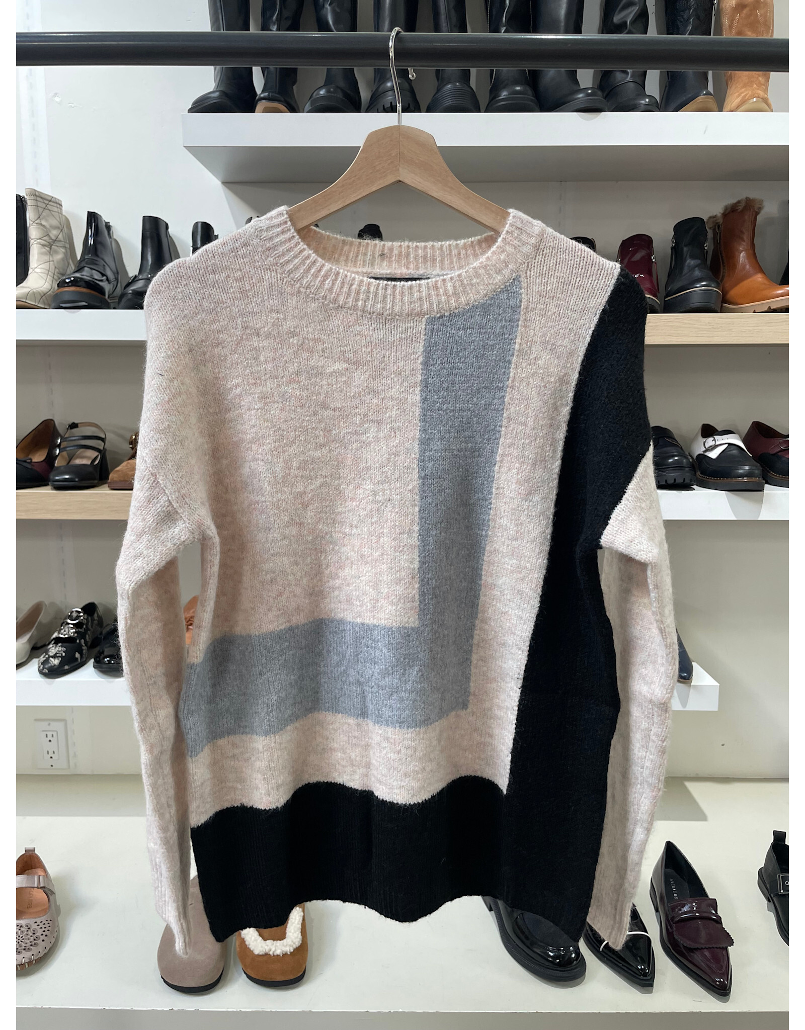 Papillon Papillon - Colour Block Sweater (Oatmeal)