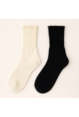 Pika & Bear Pika & Bear - "Mazzy" Crew Socks with Ruffled Edge Detail (2 pack)
