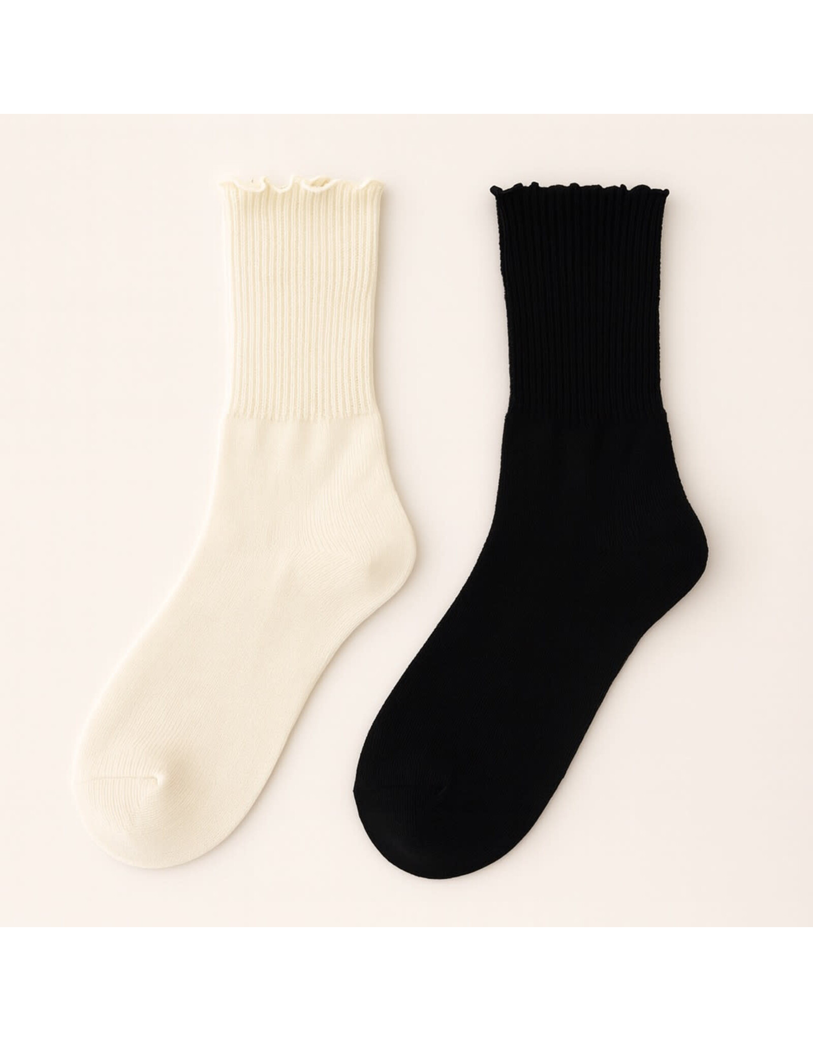 Pika & Bear Pika & Bear - "Mazzy" Crew Socks with Ruffled Edge Detail (2 pack)
