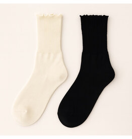 Pika & Bear Pika & Bear - "Mazzy" Crew Socks with Ruffled Edge Detail (2 pack)