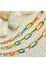 Pika & Bear Pika & Bear - "Bayside" Paperclip Chain Necklace in Enamel & Gold