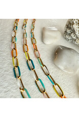 Pika & Bear Pika & Bear - "Bayside" Paperclip Chain Necklace in Enamel & Gold