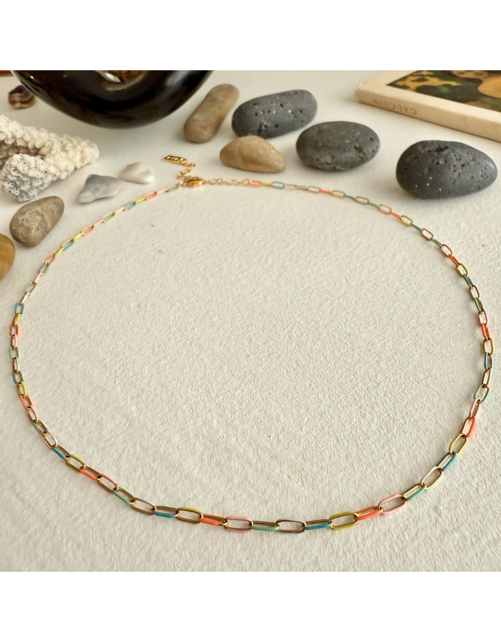 Pika & Bear Pika & Bear - "Bayside" Paperclip Chain Necklace in Enamel & Gold