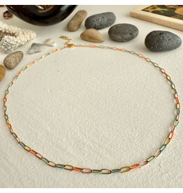 Pika & Bear Pika & Bear - "Bayside" Paperclip Chain Necklace in Enamel & Gold