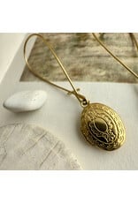 Pika & Bear Pika & Bear - 	"Sophia" Vintage Oval Locket Drop Earrings in Raw Brass