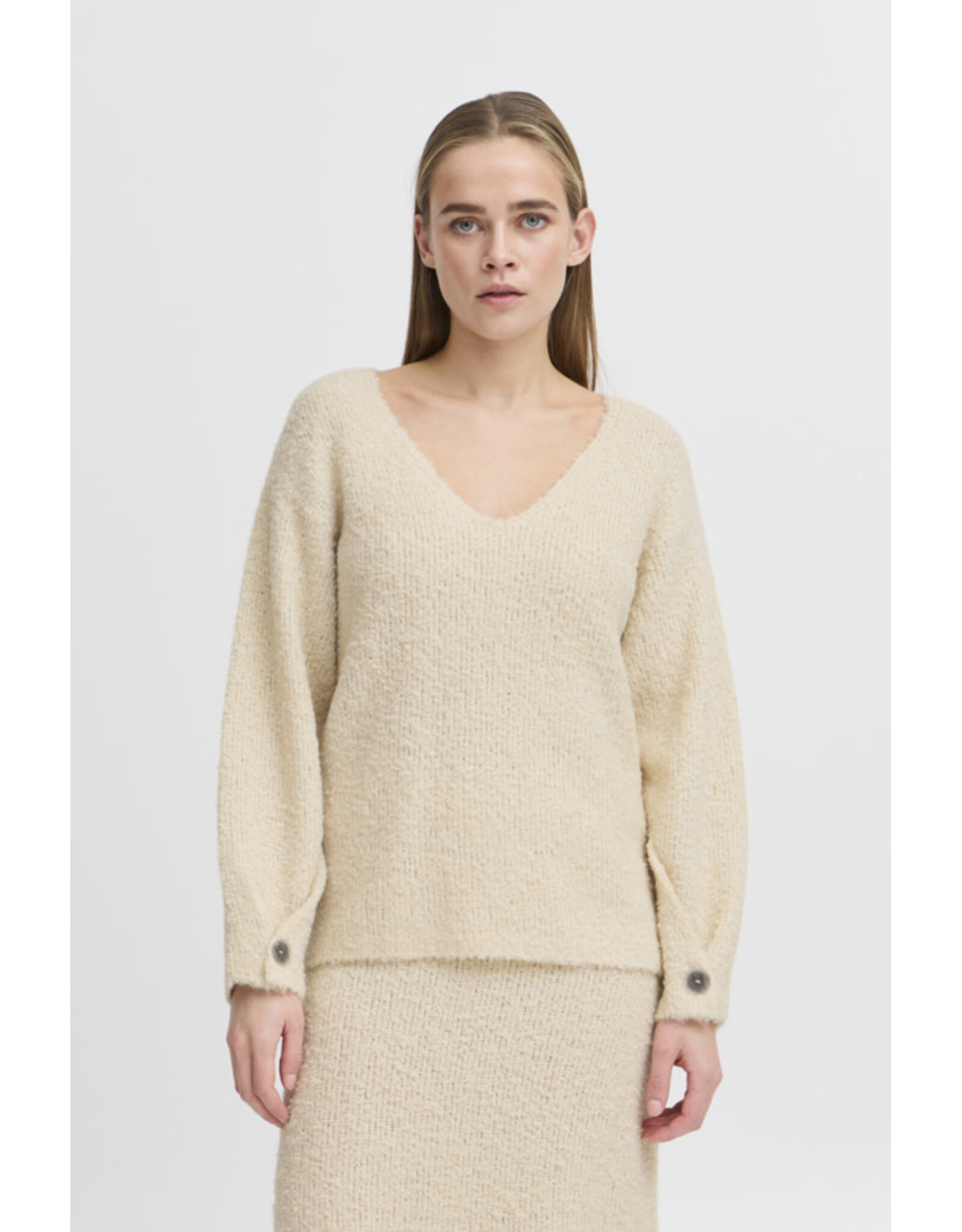 ICHI ICHI - Loucle V Neck Pullover (Birch)
