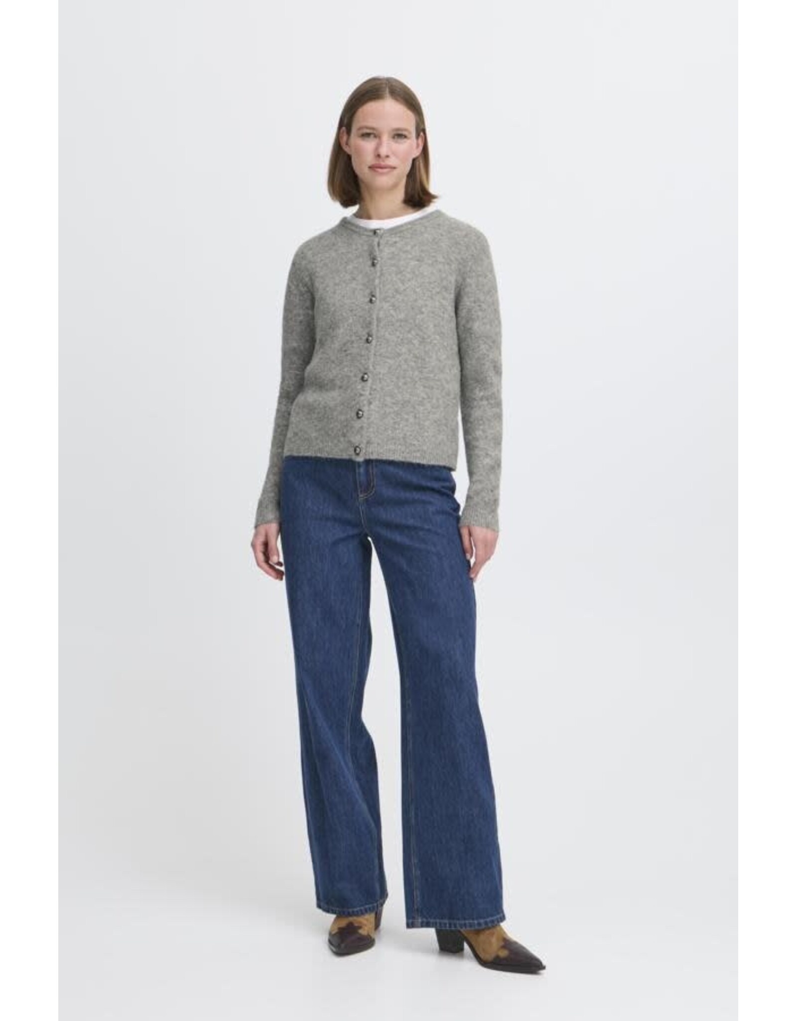 b.young b.young - Mea Cardigan (Mid Grey Melange)