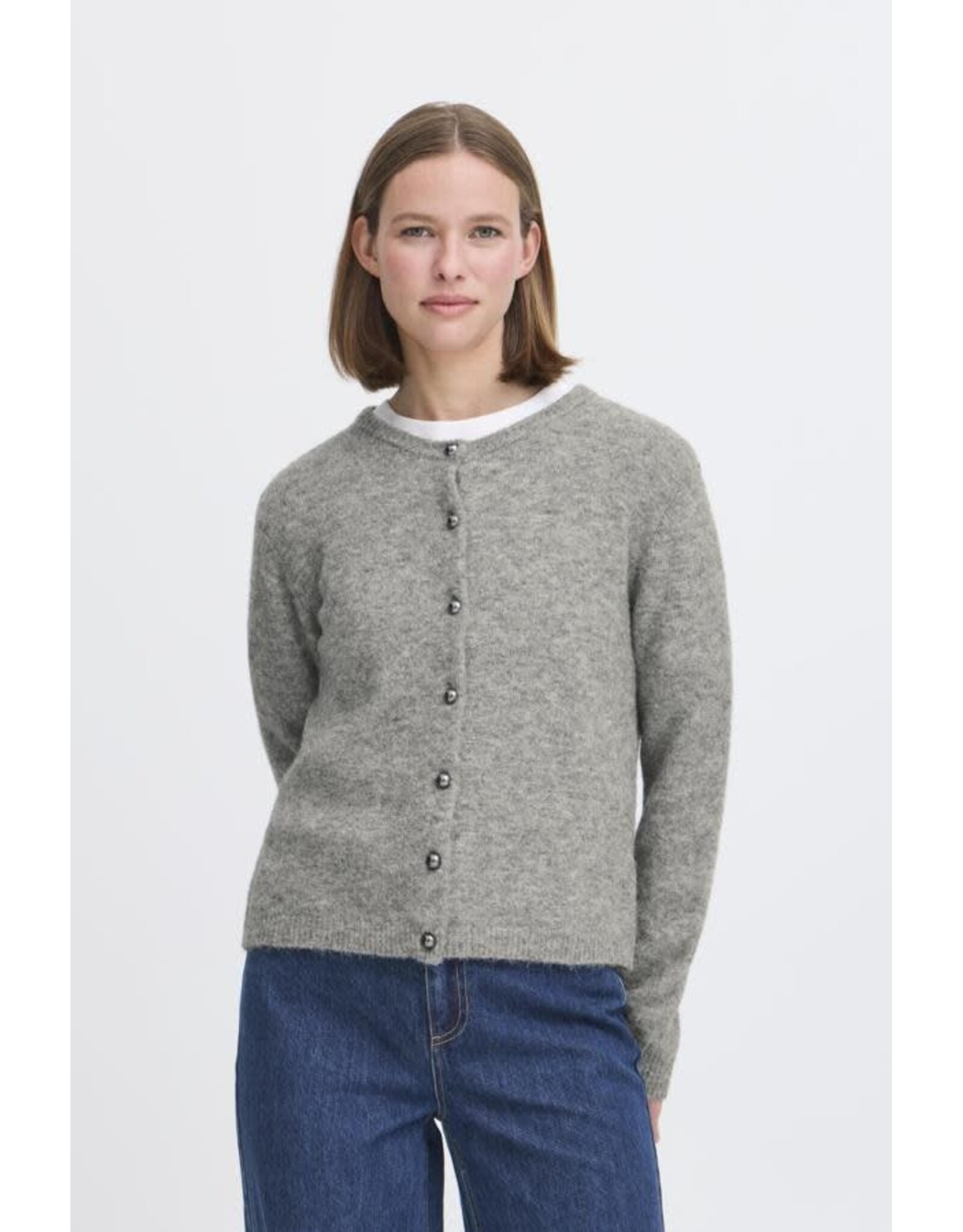 b.young b.young - Mea Cardigan (Mid Grey Melange)