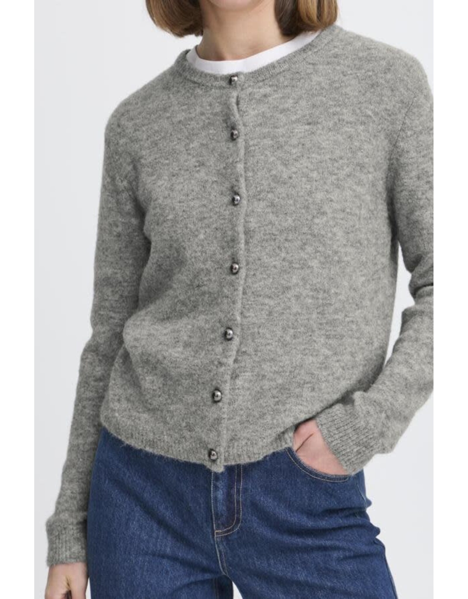 b.young b.young - Mea Cardigan (Mid Grey Melange)