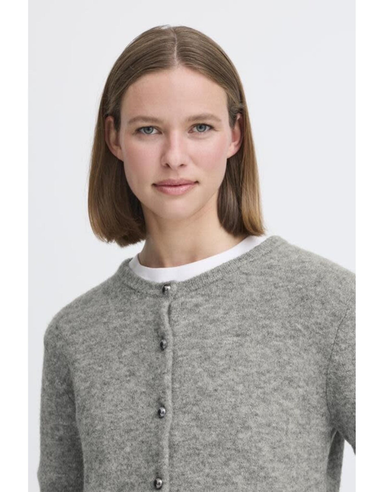 b.young b.young - Mea Cardigan (Mid Grey Melange)