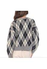 Sadie & Sage Sadie & Sage - Bec Argyle Sweater Cardigan (Grey)
