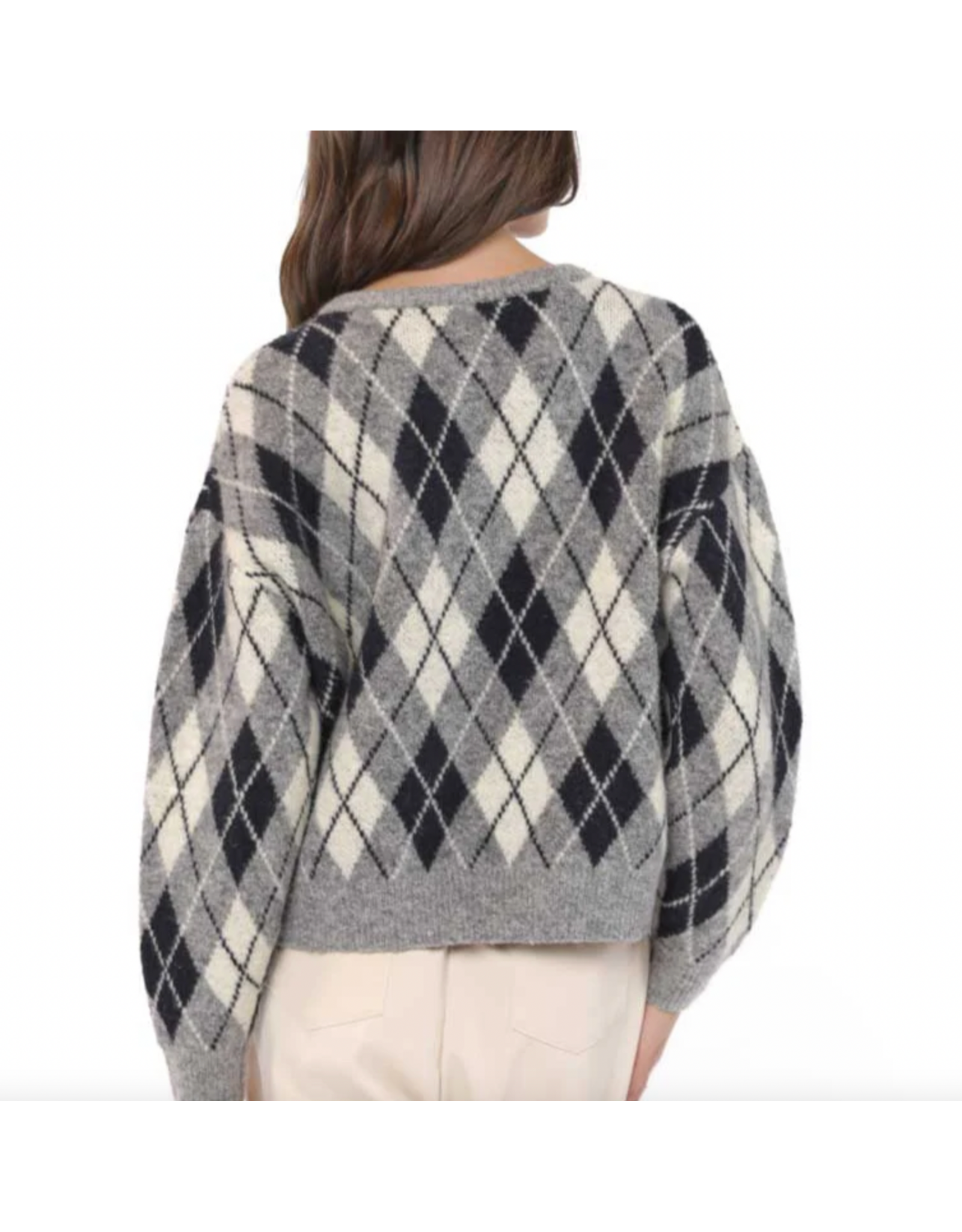 Sadie & Sage Sadie & Sage - Bec Argyle Sweater Cardigan (Grey)