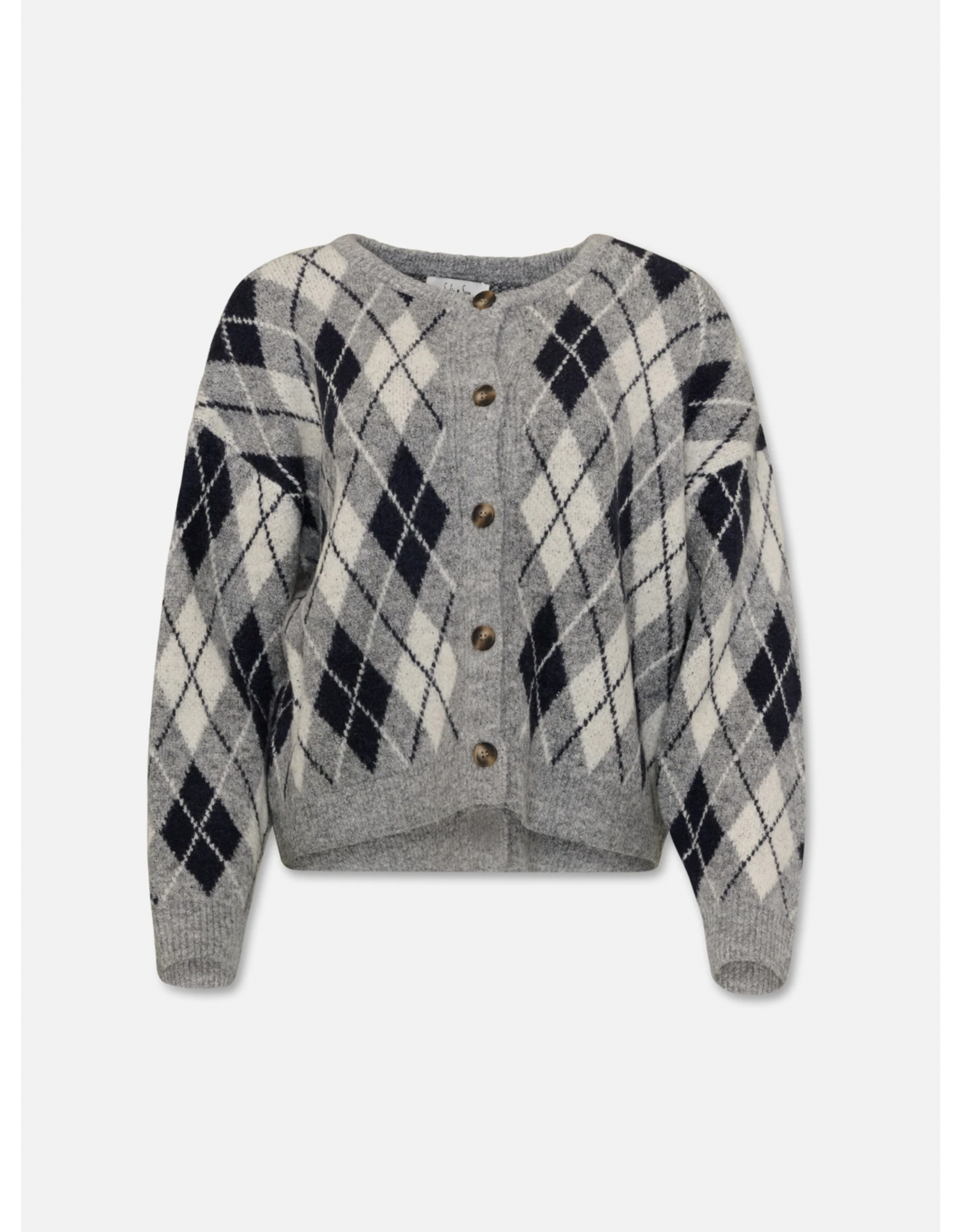 Sadie & Sage Sadie & Sage - Bec Argyle Sweater Cardigan (Grey)