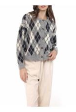 Sadie & Sage Sadie & Sage - Bec Argyle Sweater Cardigan (Grey)