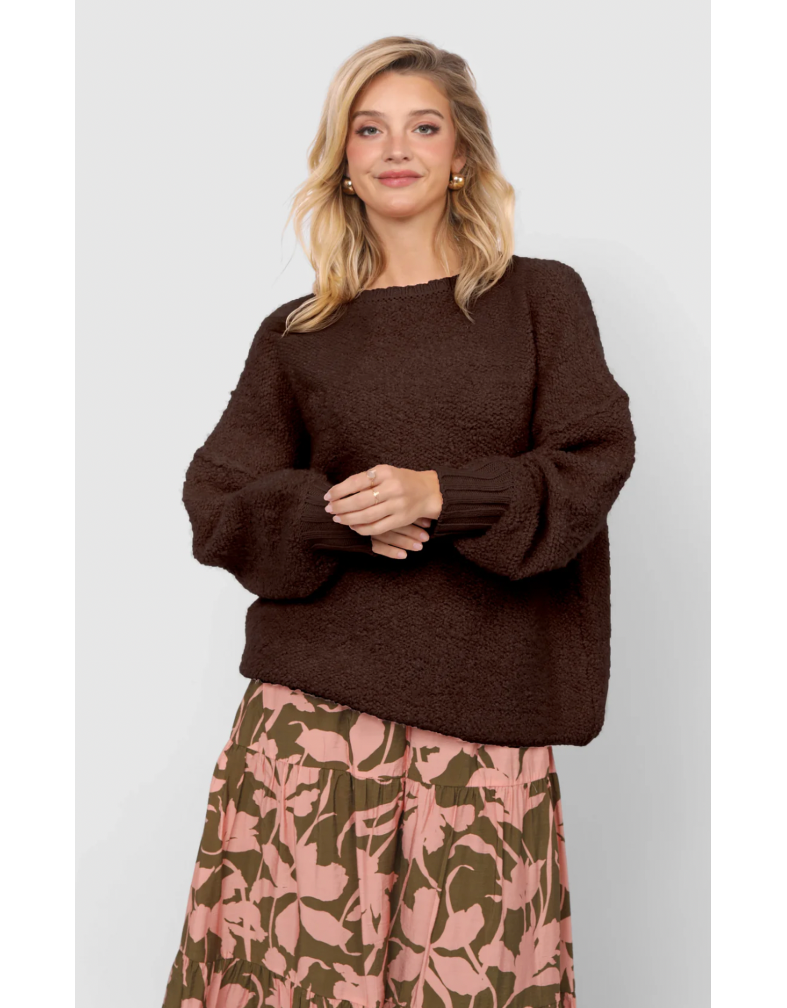 Sadie & Sage Sadie & Sage - Karlie Crewneck Pullover (Dark Brown)