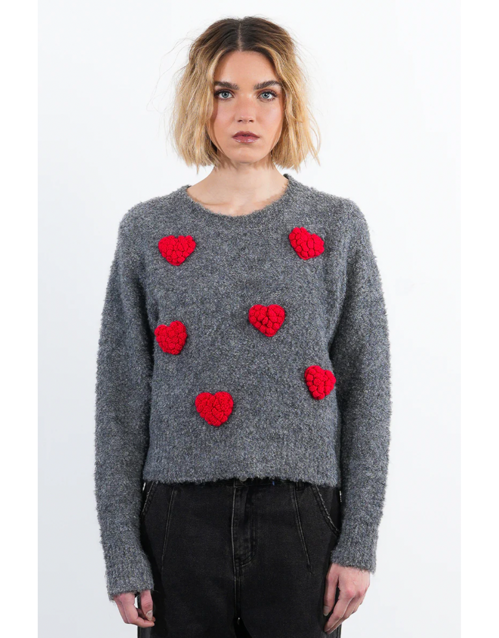Molly Bracken Molly Bracken -  Puffy Heart Sweater (Grey)