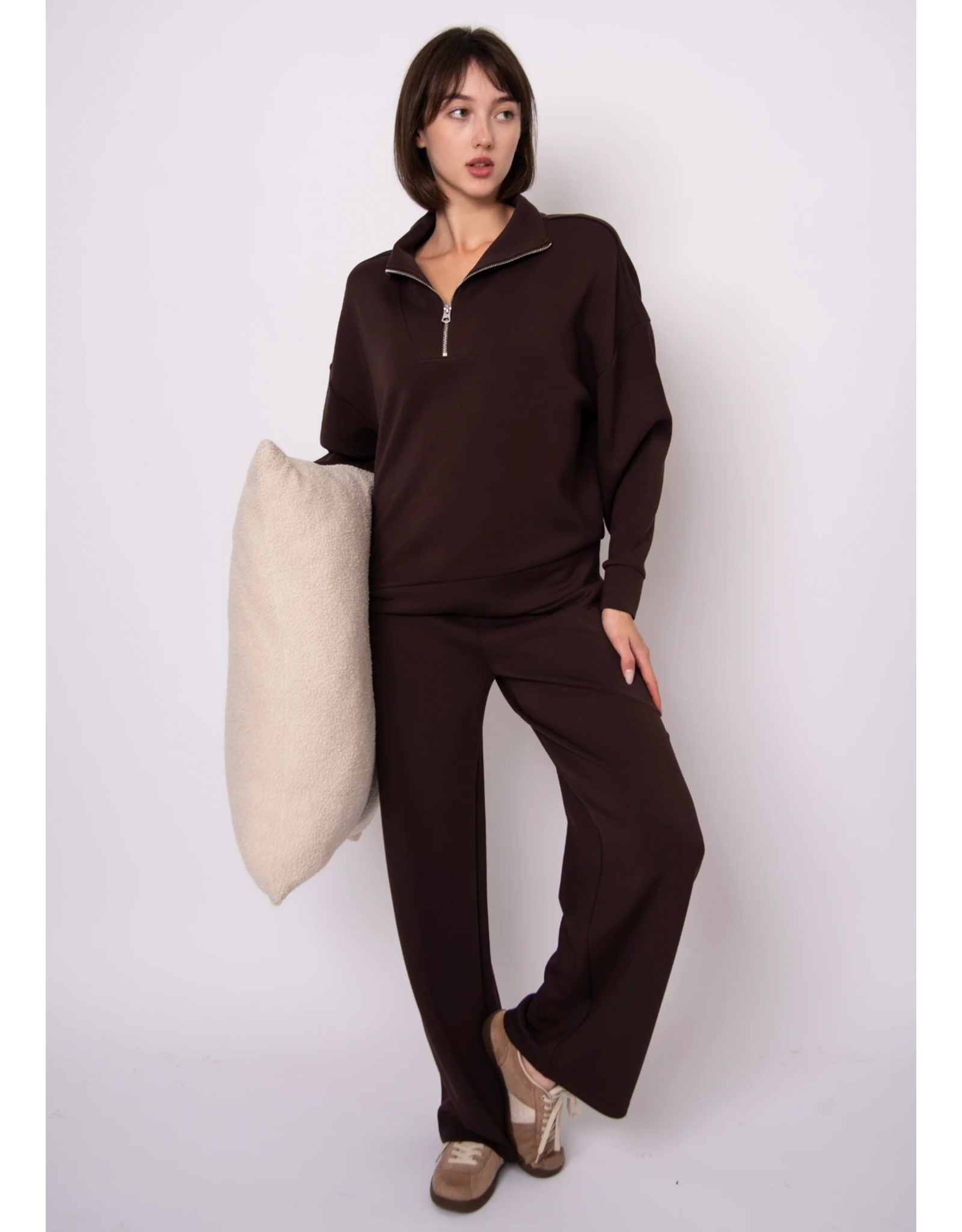 RD Style RD Style - Seanni Soft Knit Long Sleeve Half Zip (Brown)