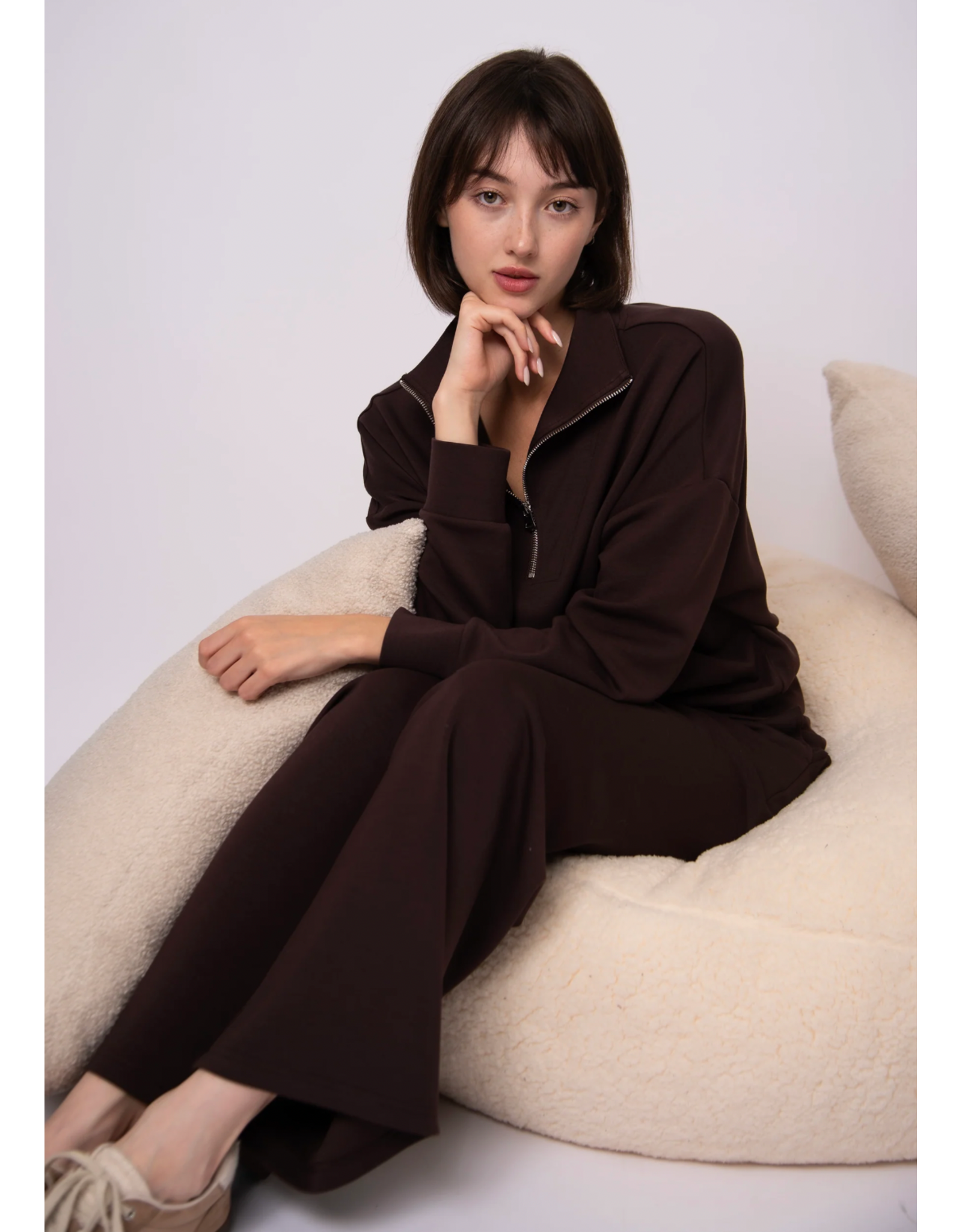 RD Style RD Style - Seanni Soft Knit Long Sleeve Half Zip (Brown)