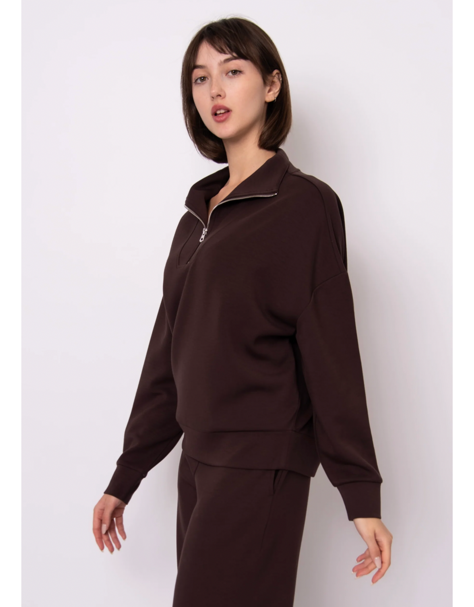 RD Style RD Style - Seanni Soft Knit Long Sleeve Half Zip (Brown)