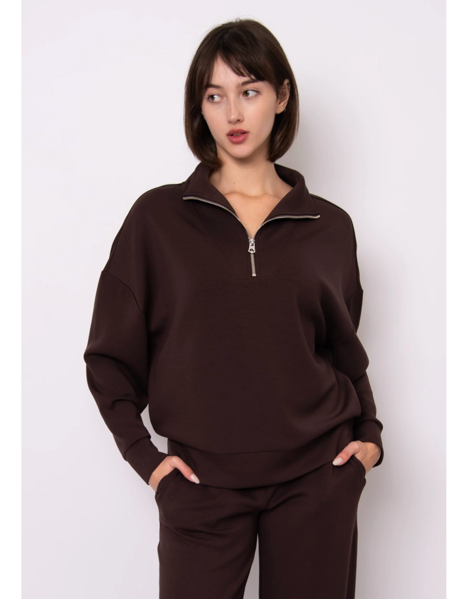 RD Style RD Style - Seanni Soft Knit Long Sleeve Half Zip (Brown)