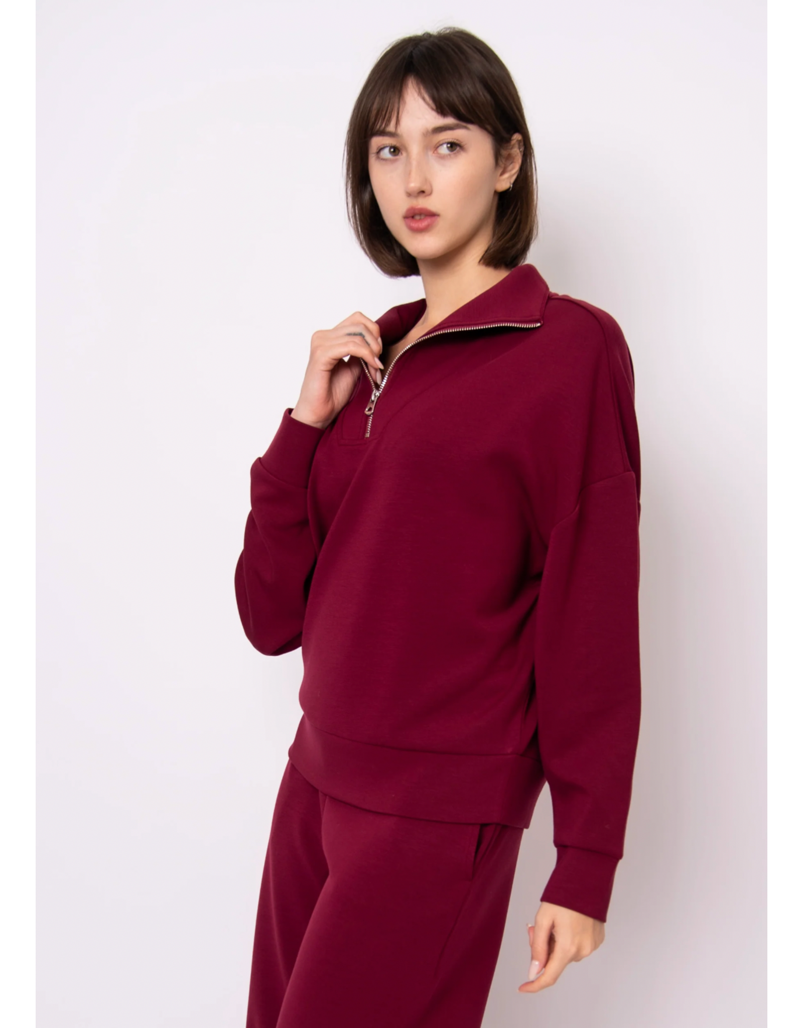 RD Style RD Style - Seanni Soft Knit Long Sleeve Half Zip (Oxblood)