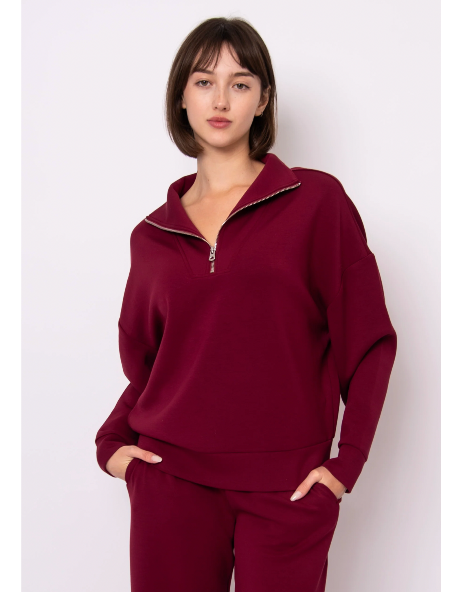 RD Style RD Style - Seanni Soft Knit Long Sleeve Half Zip (Oxblood)