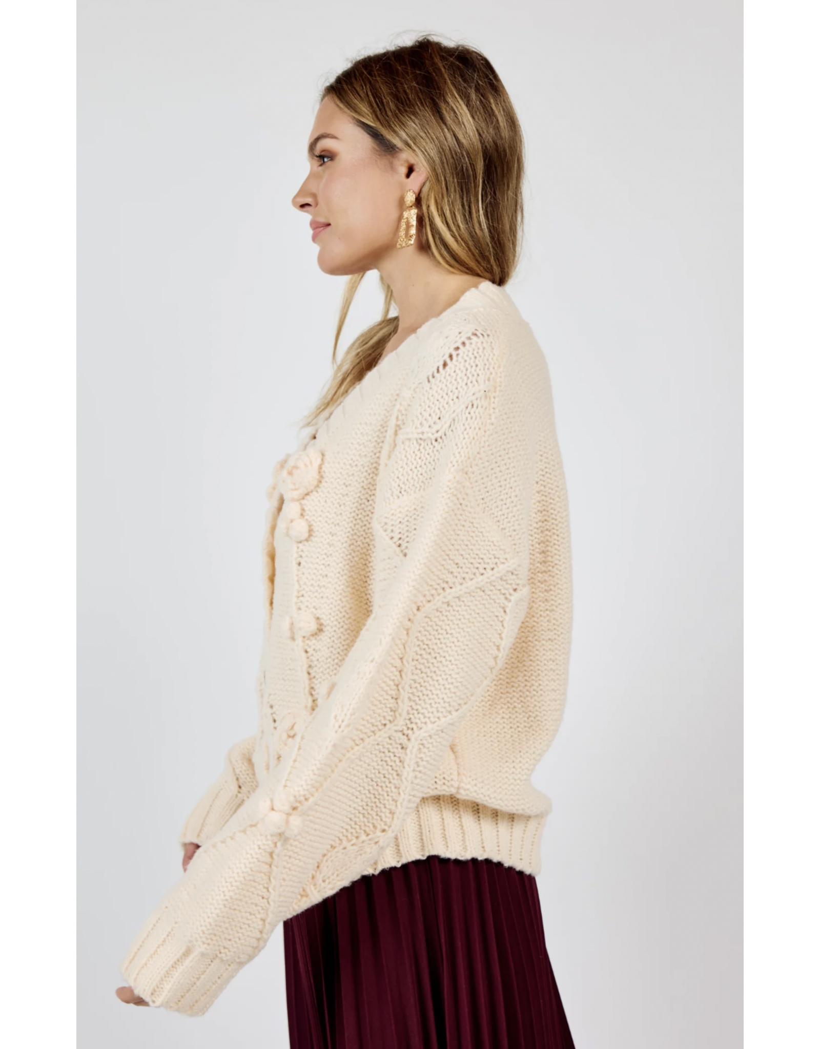 Sadie & Sage Sadie & Sage - Rosie 3D Cardigan (Ivory)