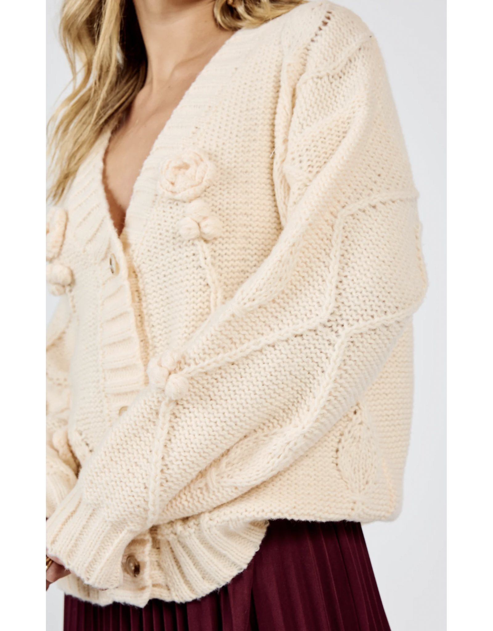 Sadie & Sage Sadie & Sage - Rosie 3D Cardigan (Ivory)