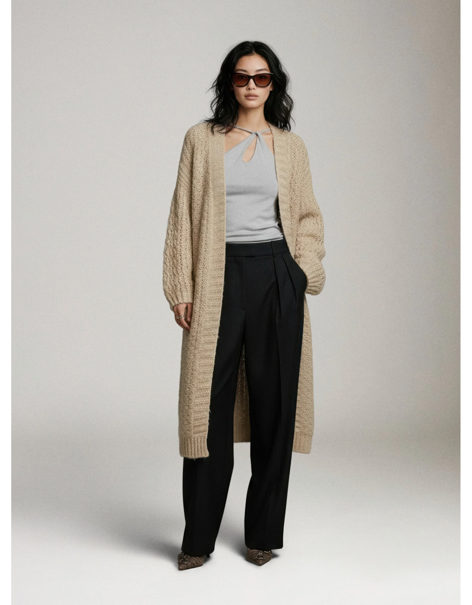 Sadie & Sage Sadie & Sage - Iggy Chunky Hand Knit Long Cardigan (Natural)