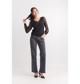 Papillon Papillon - V Neck Sweater with Polka Dot (Black)