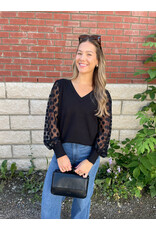 Papillon Papillon - V Neck Sweater with Polka Dot (Black)